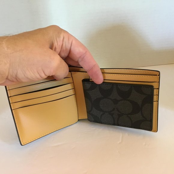 Coach 3 in 1 Wallet Colorblock Sport Blue/Yellow/Signature Leather Card … - Picture 6 of 7